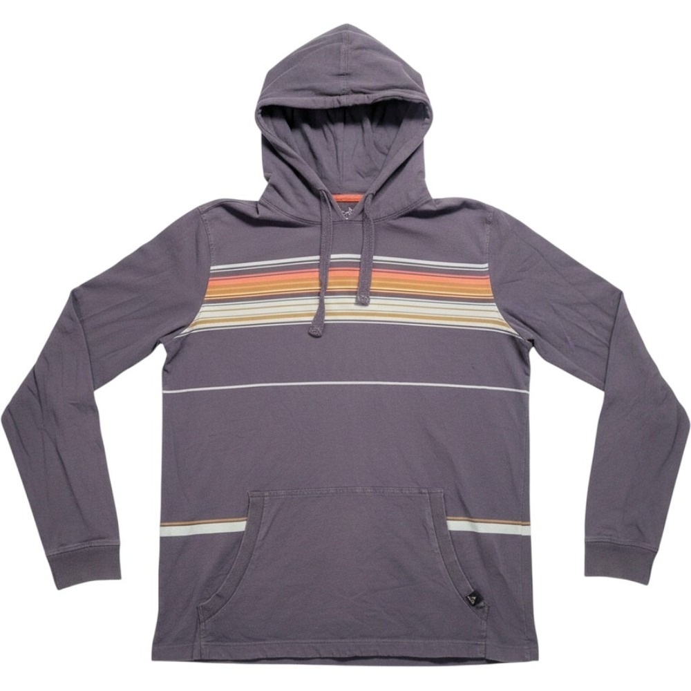Prana Breathe Mens Hoodie Large Purple‎ Striped Lightweight Pullover Gorcore